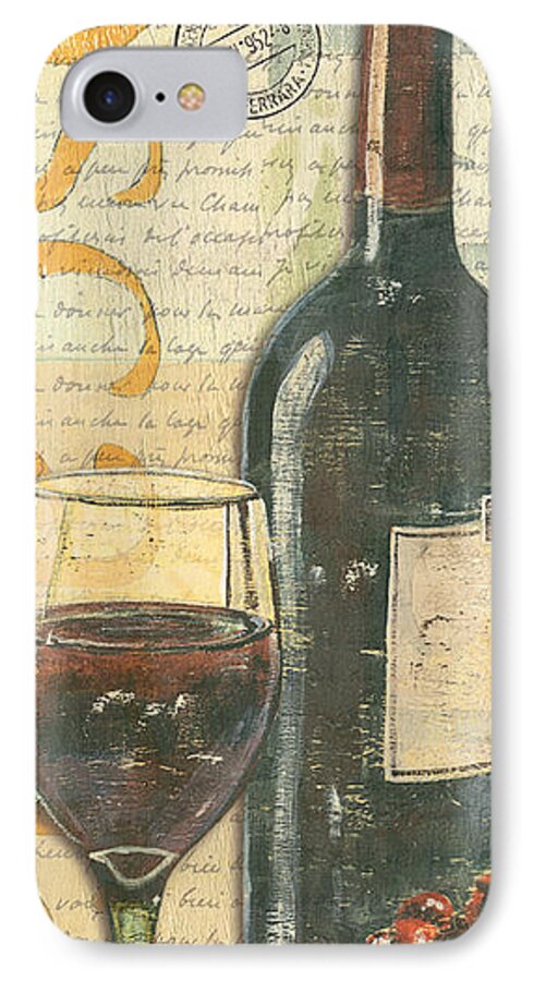 Wine iPhone 7 Case featuring the painting Italian Wine and Grapes by Debbie DeWitt