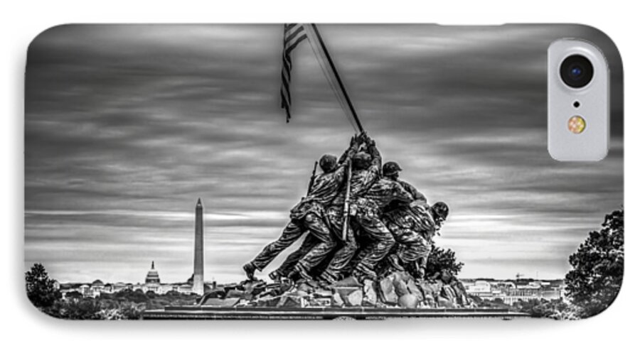 Iwo Jima Monument iPhone 7 Case featuring the photograph Iwo Jima Monument Black and White by David Morefield