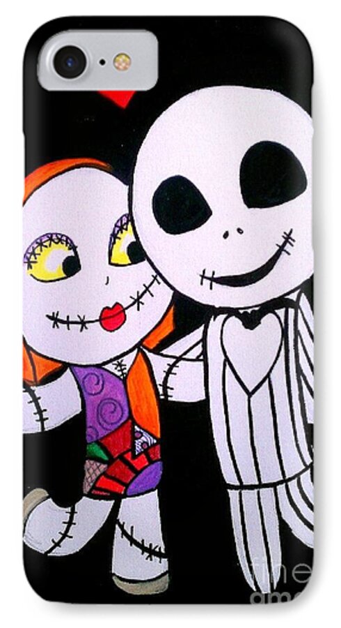 Marisela Mungia iPhone 7 Case featuring the painting Jack and Sally by Marisela Mungia