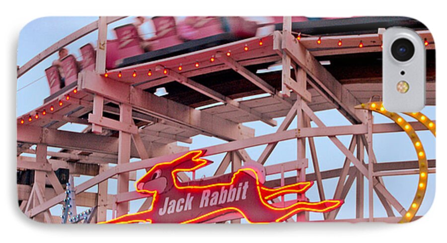 Neon Sign iPhone 7 Case featuring the digital art Jack Rabbit Coaster Kennywood Park by Jim Zahniser