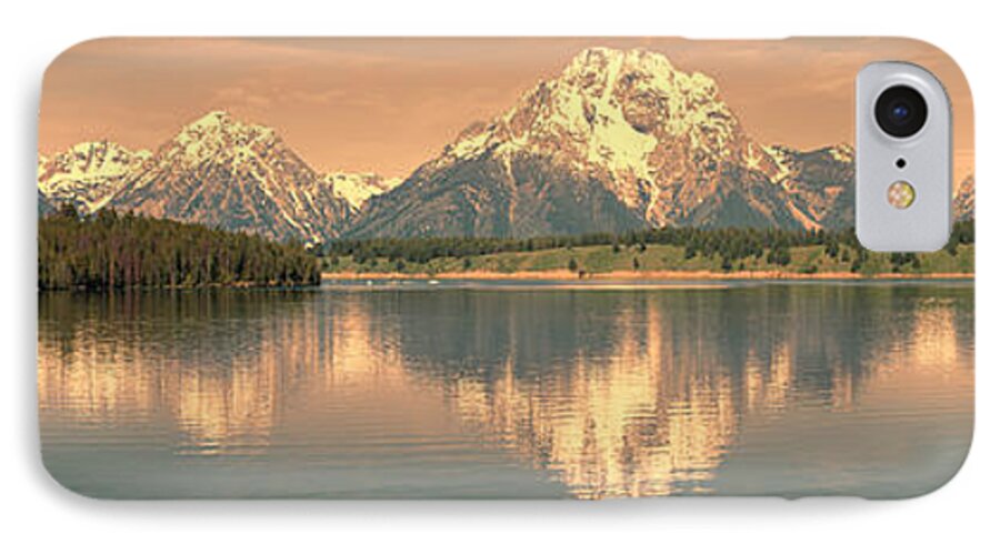 Panorama iPhone 7 Case featuring the photograph Jackson Lake Sunrise - Grand Teton by Sandra Bronstein