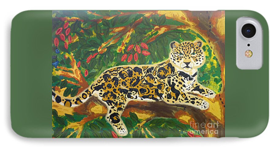 Jaguar iPhone 7 Case featuring the painting Jaguars in a Jaguar by Cassandra Buckley