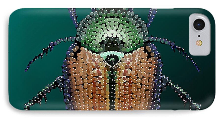 Japanese Beetle iPhone 7 Case featuring the digital art Japanese Beetle Bedazzled II by R Allen Swezey