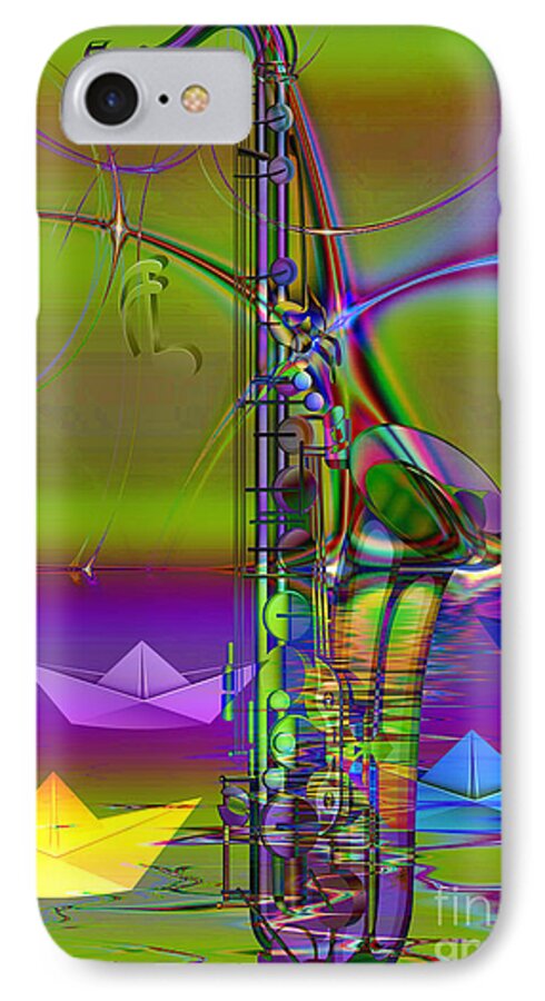 Abstract iPhone 7 Case featuring the digital art Jazz Chill by Eleni Synodinou