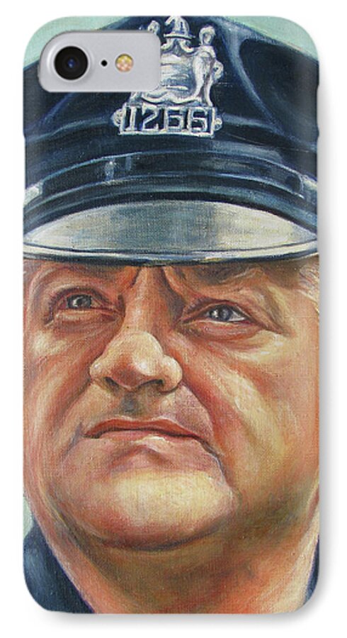 Policeman iPhone 7 Case featuring the painting Jersey City Policeman by Melinda Saminski