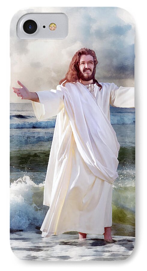 Storm iPhone 7 Case featuring the digital art Jesus On the Sea by Frances Miller