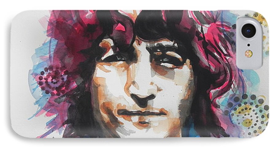 Watercolor Painting iPhone 7 Case featuring the painting John Lennon..Up Close by Chrisann Ellis