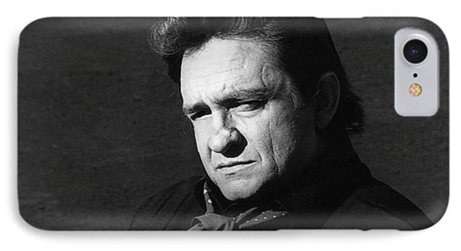 Johnny Cash Close-up The Man Comes Around Music Homage Old Tucson Az Walker Evans Dorothea Lange Great Depression Arkansas Book Of Revelation Hurt Video iPhone 7 Case featuring the photograph Johnny Cash close-up The Man Comes Around music homage Old Tucson AZ by David Lee Guss