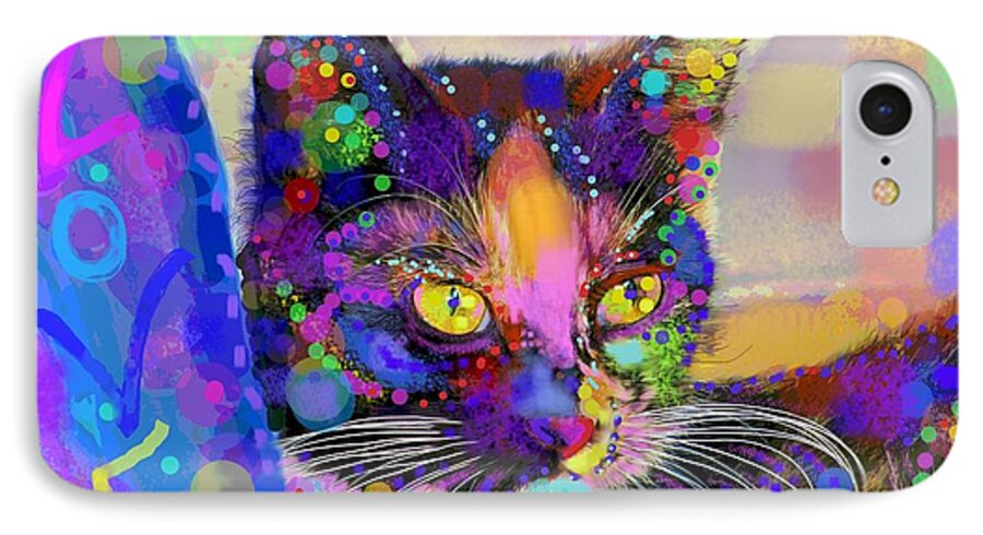Cat Art iPhone 7 Case featuring the digital art Just love me by Mary Armstrong