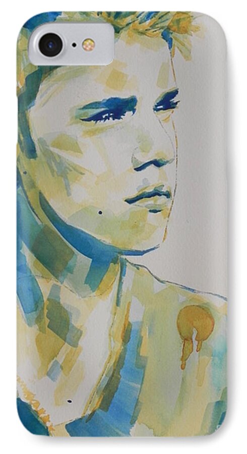 Watercolor Painting iPhone 7 Case featuring the painting Justin Bieber by Chrisann Ellis