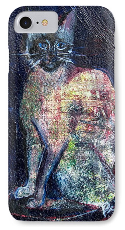 Siamese Kind Of Cat iPhone 7 Case featuring the painting Karma Cat by Betty Pieper