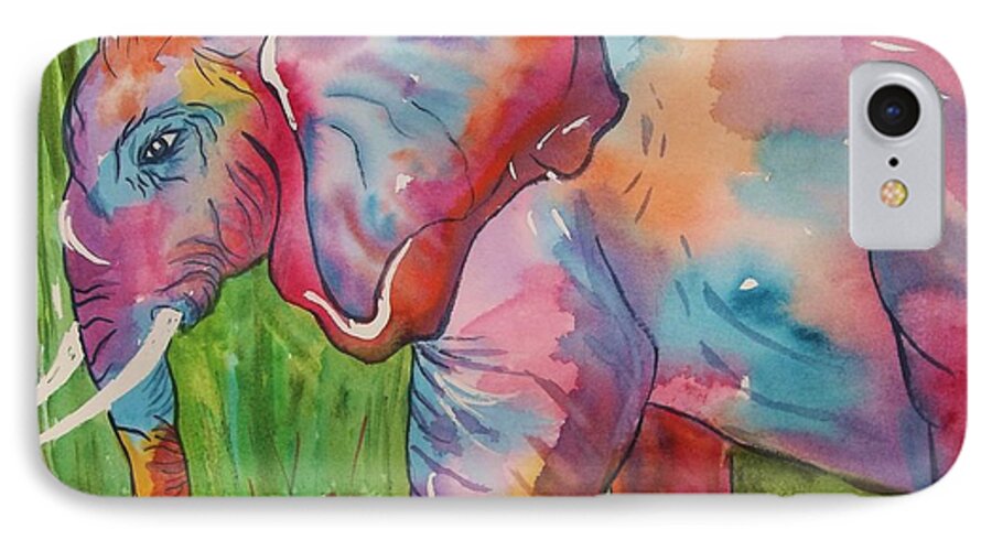 Elephant iPhone 7 Case featuring the painting King of the Elephants by Ellen Levinson