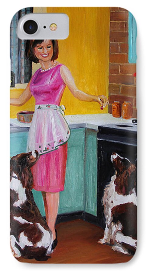 50s Kitchen iPhone 7 Case featuring the painting Kitchen Companions by Emily Olson