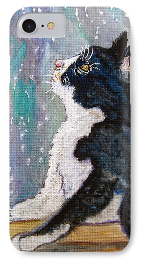 Ella Kaye iPhone 7 Case featuring the painting Kitten in the window by Ella Kaye Dickey