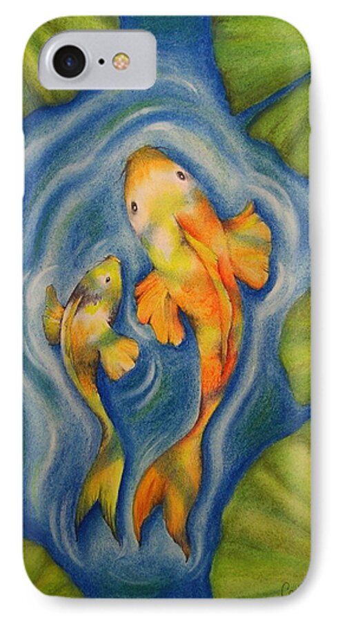 Fish iPhone 7 Case featuring the drawing Koi by Catherine Howley