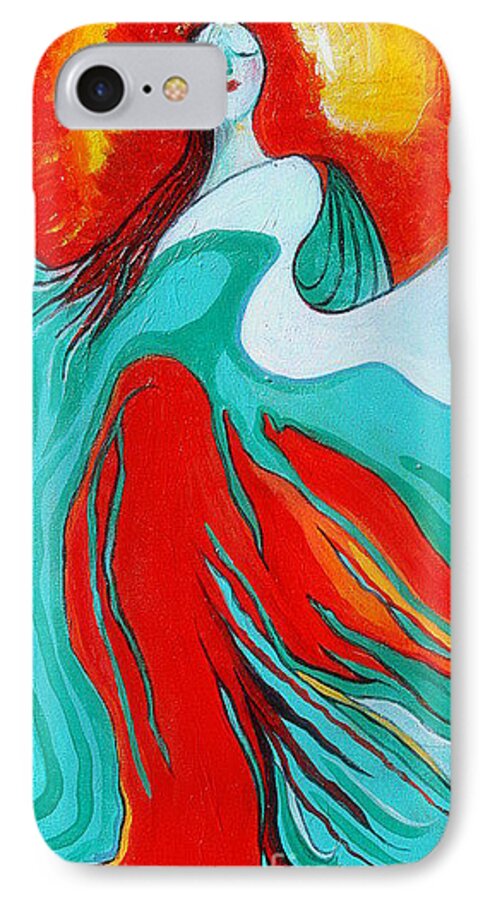 Lady iPhone 7 Case featuring the painting Lady of Two Worlds by Alison Caltrider