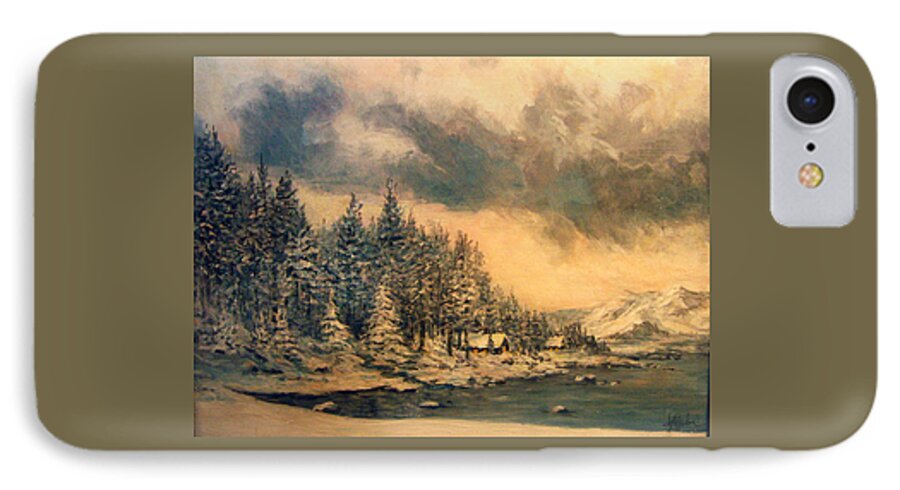 Nature iPhone 7 Case featuring the painting Lake Tahoe Winter Colors 2 by Donna Tucker