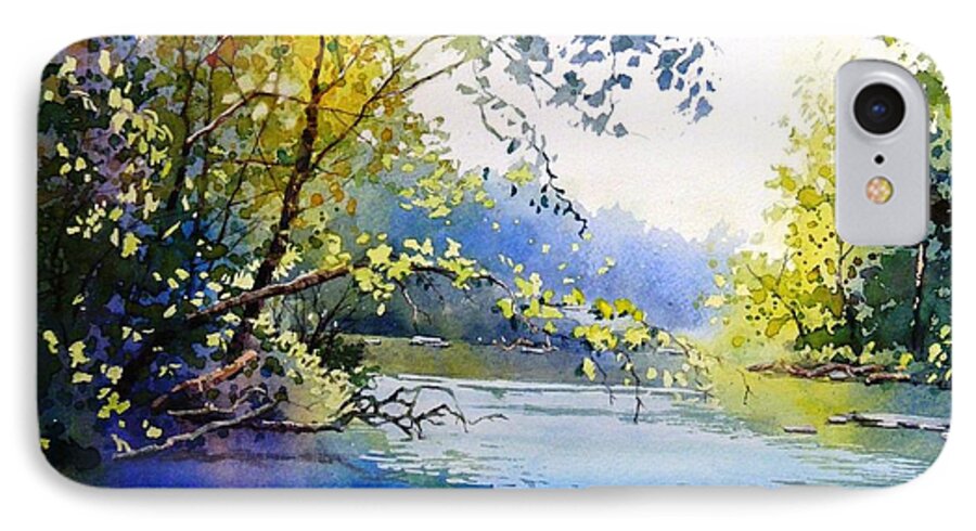 Landscape iPhone 7 Case featuring the painting Lake view 2 by Celine K Yong