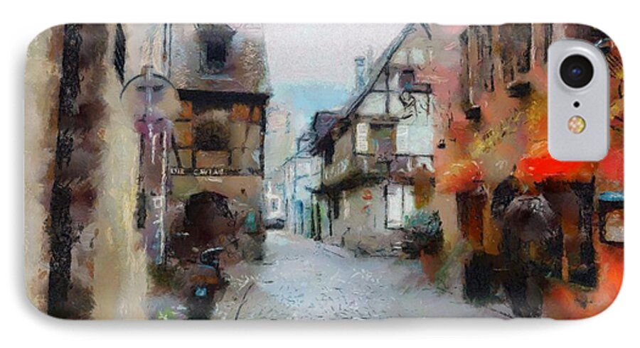 Buildings iPhone 7 Case featuring the painting Lane in France by Wayne Pascall