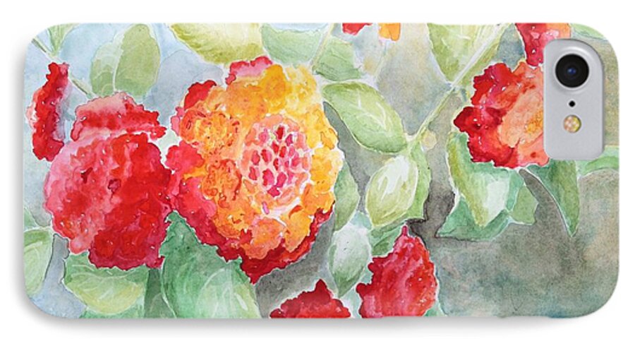 Flower iPhone 7 Case featuring the painting Lantana II by Marilyn Zalatan