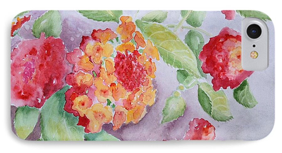 Garden iPhone 7 Case featuring the painting Lantana by Marilyn Zalatan