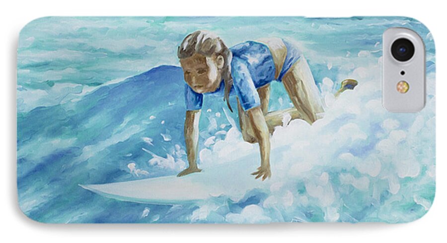 Surfing Artwork iPhone 7 Case featuring the painting Learning To Fly by William Love