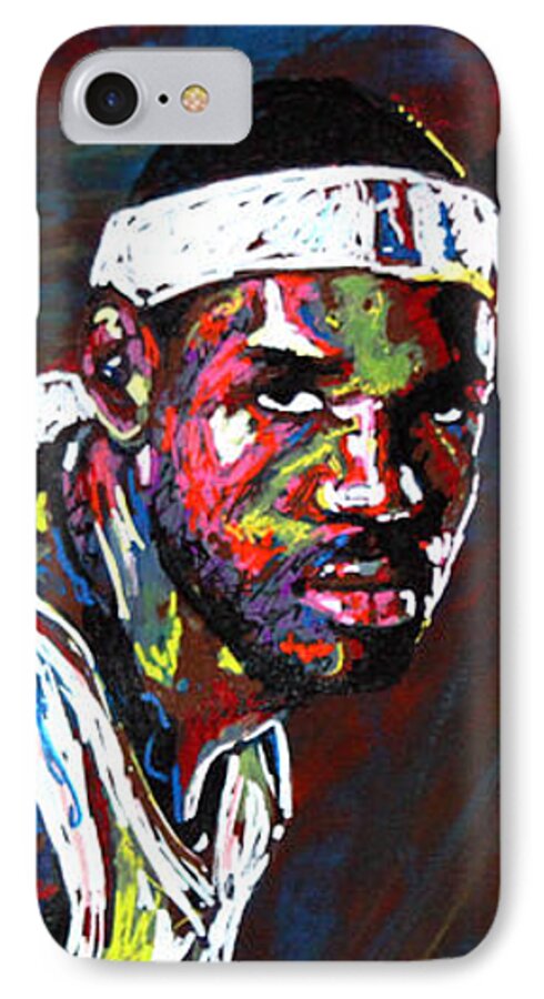 Lebron iPhone 7 Case featuring the painting LeBron James 2 by Maria Arango