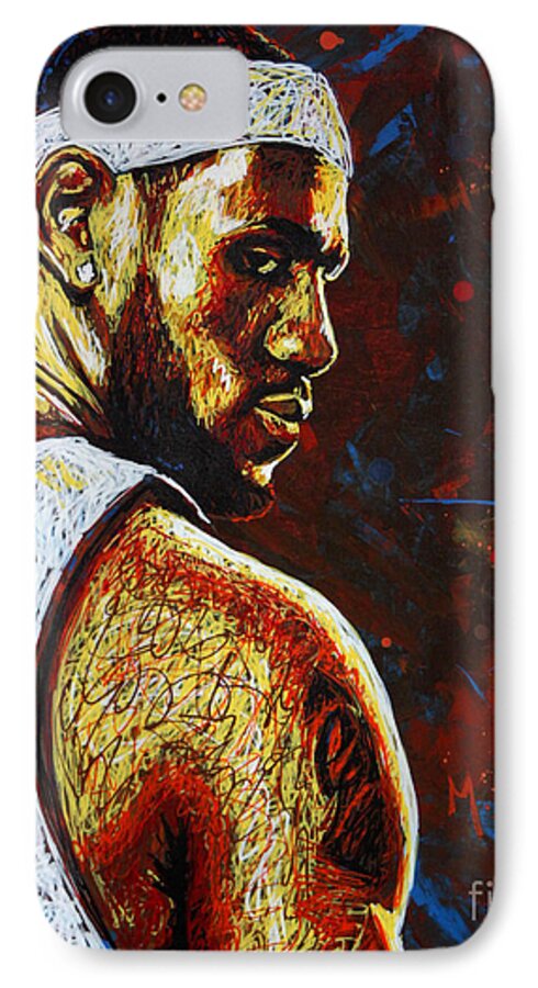 Lebron iPhone 7 Case featuring the painting LeBron by Maria Arango