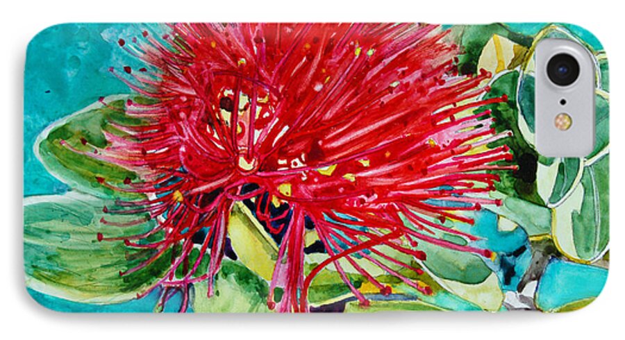 Lehua Blossom iPhone 7 Case featuring the painting Lehua Blossom by Terry Holliday