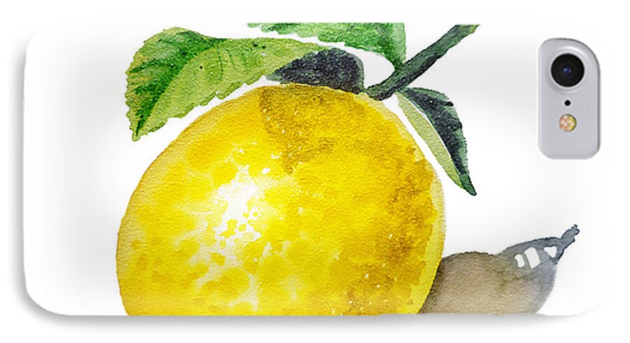 Lemon iPhone 7 Case featuring the painting Lemon by Irina Sztukowski