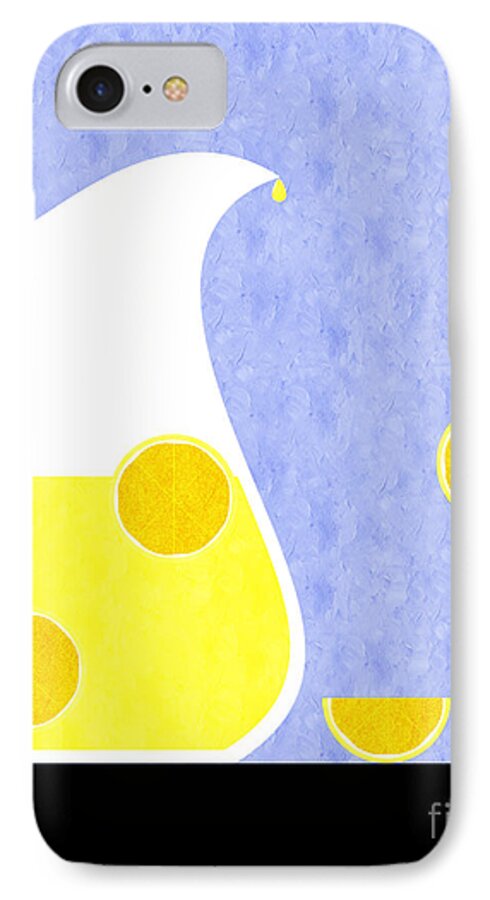 Lemonade iPhone 7 Case featuring the digital art Lemonade And Glass Blue by Andee Design