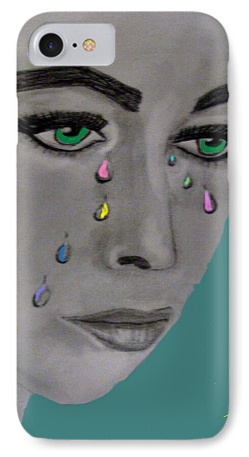 Graphite Portrait iPhone 7 Case featuring the painting Let there be Tears by Kimber Butler