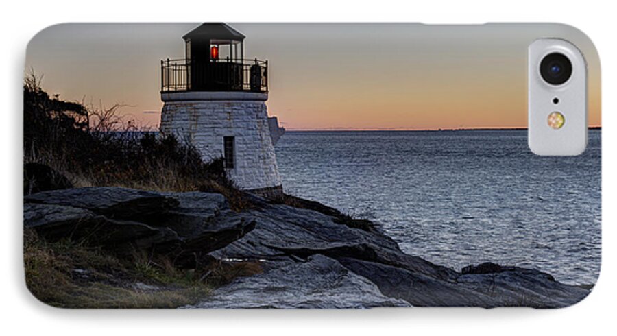 Andrew Pacheco iPhone 7 Case featuring the photograph Lighthouse On The Rocks at Castle Hill by Andrew Pacheco
