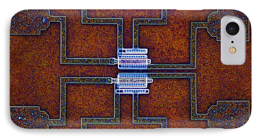 Computer Chip Chips High Tech Technology Intel Ibm Amd Silicon Wafer Wafers Nerd Geek Gift Memory Microprocessor Ram Sram Dram Cpu Mpu Dystopia Chipscapes Motherboard Mainboard Electronics Electricity Laptop Desktop Server Network Networking Science Fiction Sifi Syfi iPhone 7 Case featuring the photograph Lightning Bug by Steve Emery