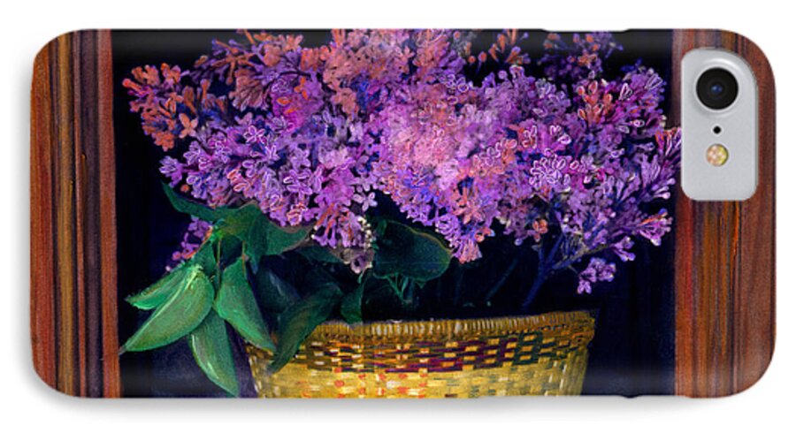 Lilacs iPhone 7 Case featuring the painting Lilacs Framed by Cindy McIntyre