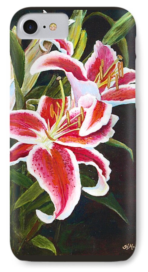 Lily iPhone 7 Case featuring the painting Lilli's Stargazers by Harriett Masterson