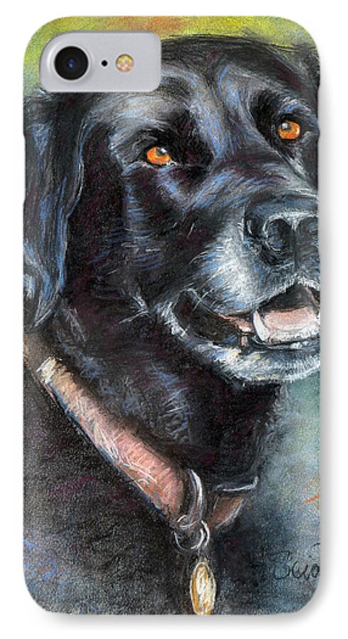 Labrador Retriever iPhone 7 Case featuring the painting Lily- Black Labrador Retriever by Sciandra 