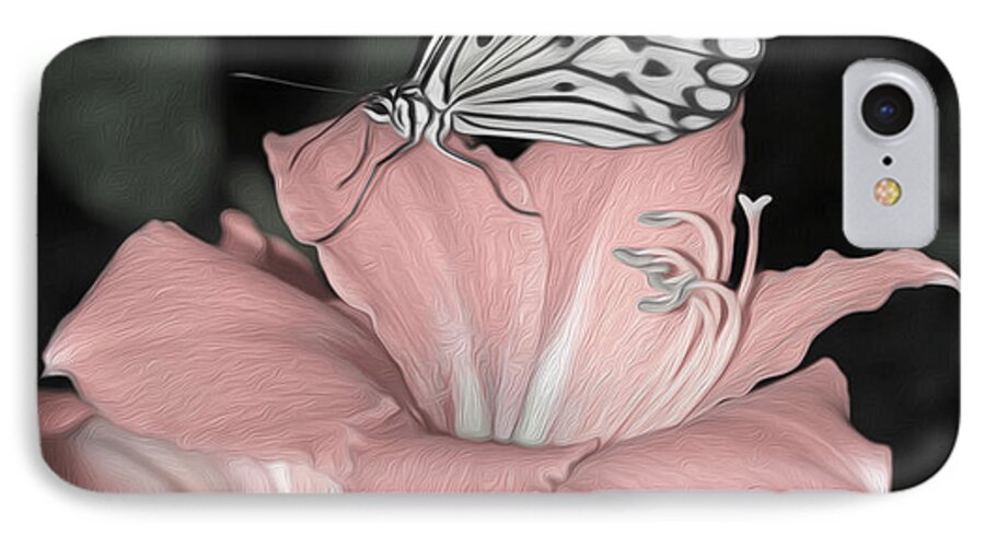 Lily iPhone 7 Case featuring the photograph Lily with Butterly by Tracy Winter