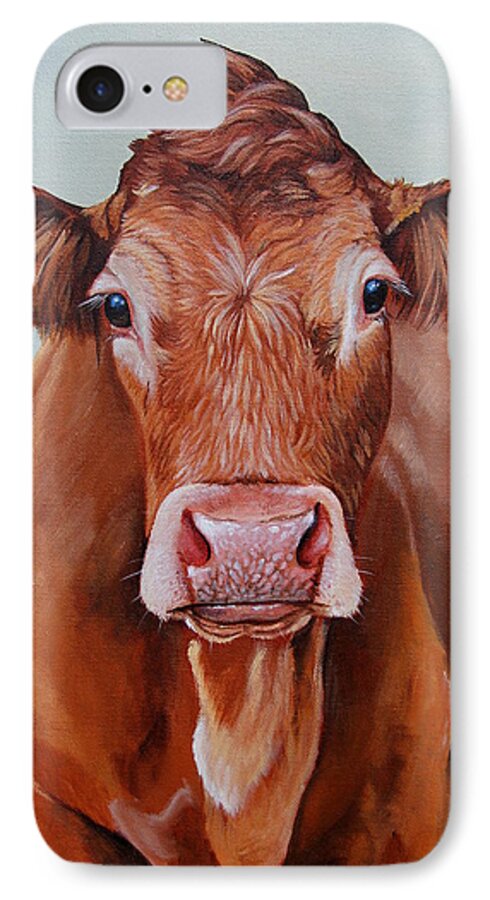 Limousin iPhone 7 Case featuring the painting Limo Girl by Laura Carey