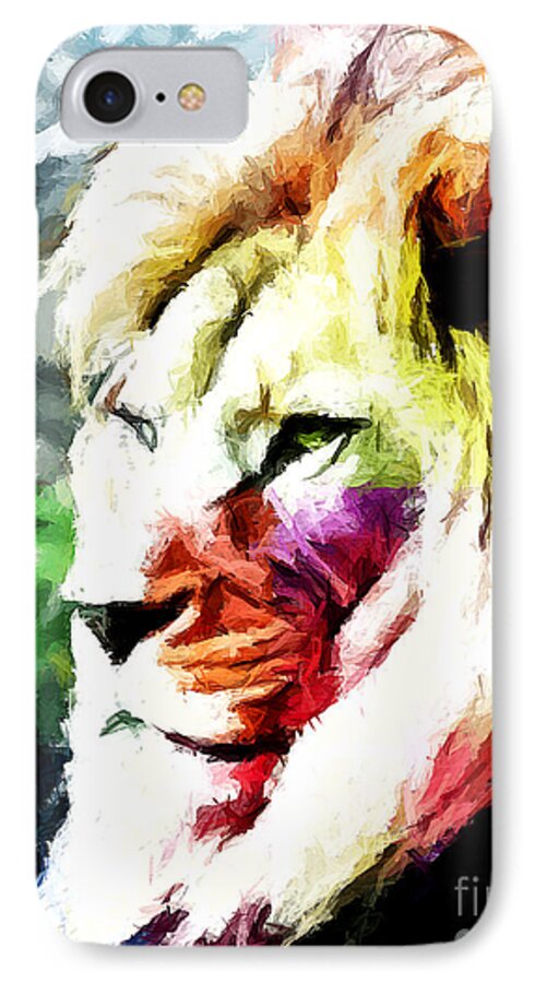 Lion iPhone 7 Case featuring the painting Lion - Leone by Ze Di