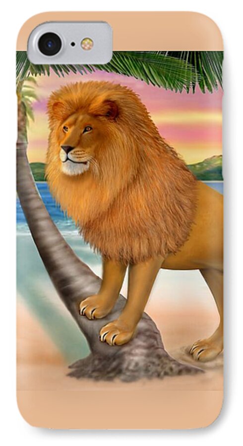 Lion iPhone 7 Case featuring the digital art Lion On The Beach by Glenn Holbrook