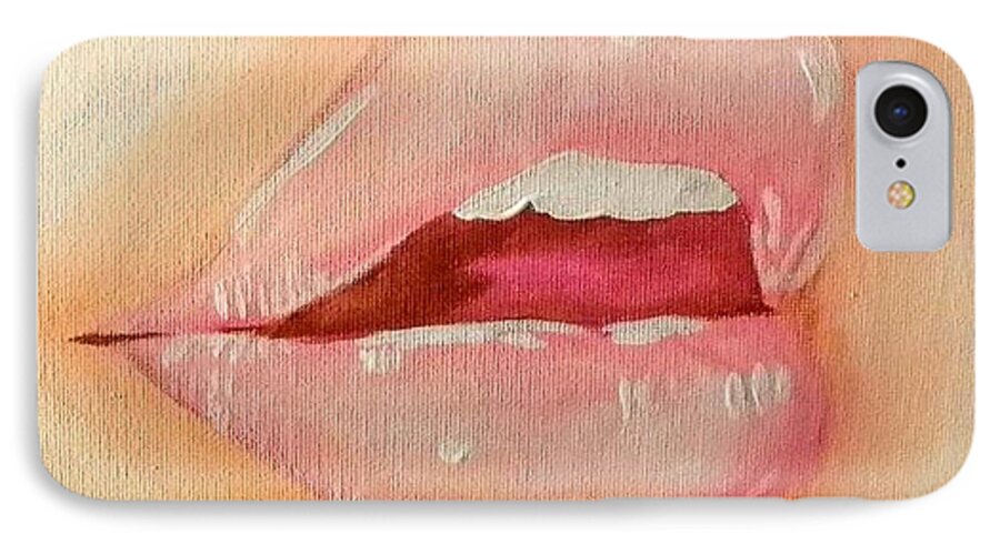 Marisela Mungia iPhone 7 Case featuring the painting Lips Soft by Marisela Mungia