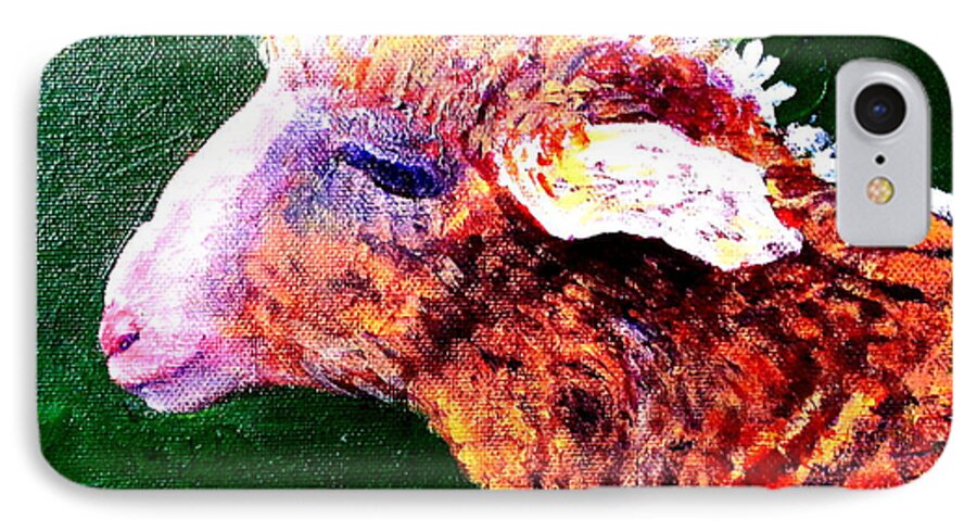 Lamb iPhone 7 Case featuring the painting Little Lamb by Sue Jacobi