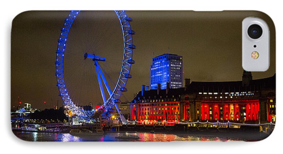London Eye iPhone 7 Case featuring the photograph London Eye at night by Allan Morrison