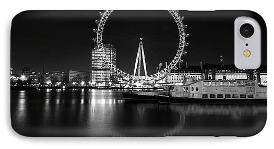 London iPhone 7 Case featuring the photograph London Eye Mono by Matt Malloy