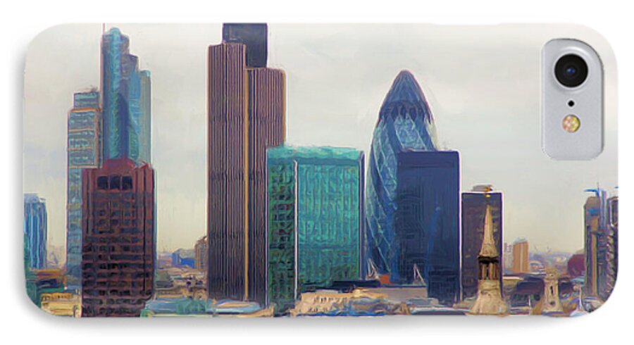London iPhone 7 Case featuring the digital art London Skyline by Ron Harpham