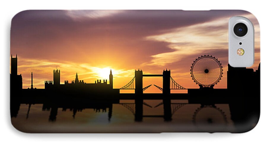 London Skyline iPhone 7 Case featuring the photograph London Sunset Skyline by Aged Pixel