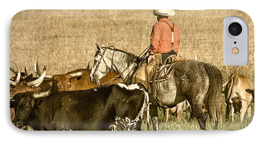 Horse iPhone 7 Case featuring the photograph Longhorn Round Up by Steven Bateson