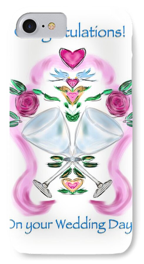 Greeting Card iPhone 7 Case featuring the digital art Love Birds White Wedding by Christine Fournier