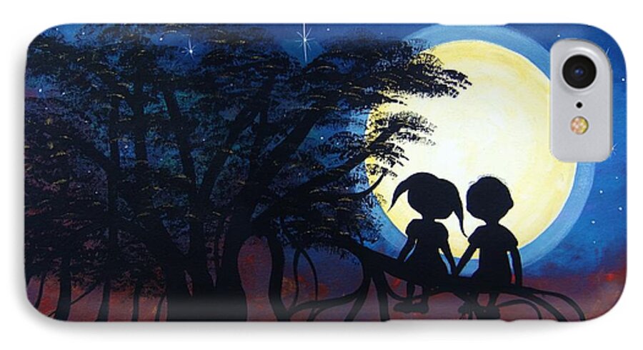 Moon iPhone 7 Case featuring the painting Love Under the Banyan Tree by Cindy Micklos